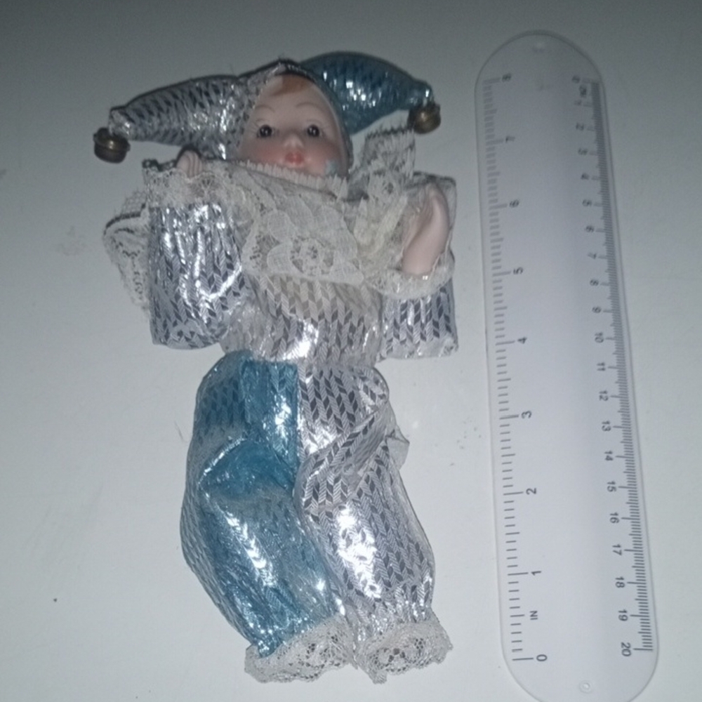 Blue and Silver Porcelain Doll